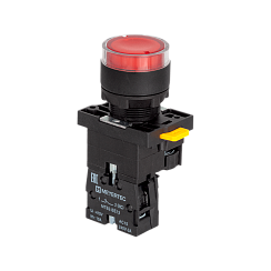 Кнопка красная с подсветкой, 1NС, 220V AC/DC, IP54, пластик