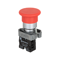 Кнопка грибовидная 1NC без фиксации, красный, 40 мм, металл