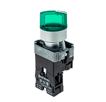 Переключатель с подсветкой, с фиксацией, 220V AC/DC, зеленый, 3 положения, 1NO