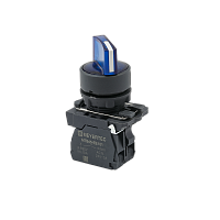 Переключатель  на 2 положения с фиксацией и подсветкой, синий, 1NO, 24V AC/DC, IP65, пластик