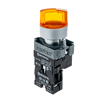 Переключатель с подсветкой, с фиксацией, 220V AC/DC, желтый, 2 положения, 1NO