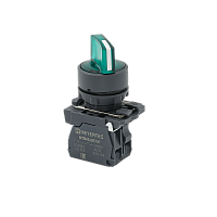 Переключатель  на 3 положения с фиксацией и подсветкой, зеленый, 1NO, 24V AC/DC, IP65, пластик