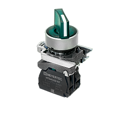 Переключатель  на 3 положения с фиксацией и подсветкой,  зеленый, 1NO, 220V AC/DC, IP65, металл