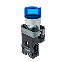 Переключатель с подсветкой, с фиксацией, 220V AC/DC, синий, 3 положения, 1NO