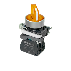 Переключатель  на 2 положения с фиксацией и подсветкой,  желтый, 1NO, 24V AC/DC, IP65, металл