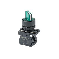 Переключатель  на 2 положения с фиксацией и подсветкой, зеленый, 1NO, 220V AC/DC, IP65, пластик