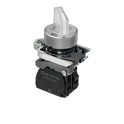 Переключатель на 2 положения с фиксацией и подсветкой, белый, 1NO, 220V AC/DC, IP65, металл