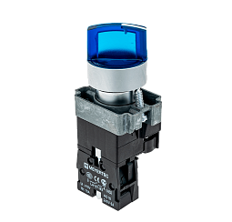 Переключатель с подсветкой, с фиксацией, 220V AC/DC, синий, 2 положения, 1NO