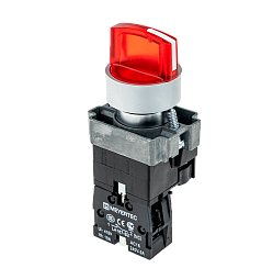 Переключатель с подсветкой, с фиксацией, 24V AC/DC, красный, 3 положения, 1NC
