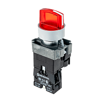 Переключатель с подсветкой, с фиксацией, 24V AC/DC, красный, 2 положения, 1NC